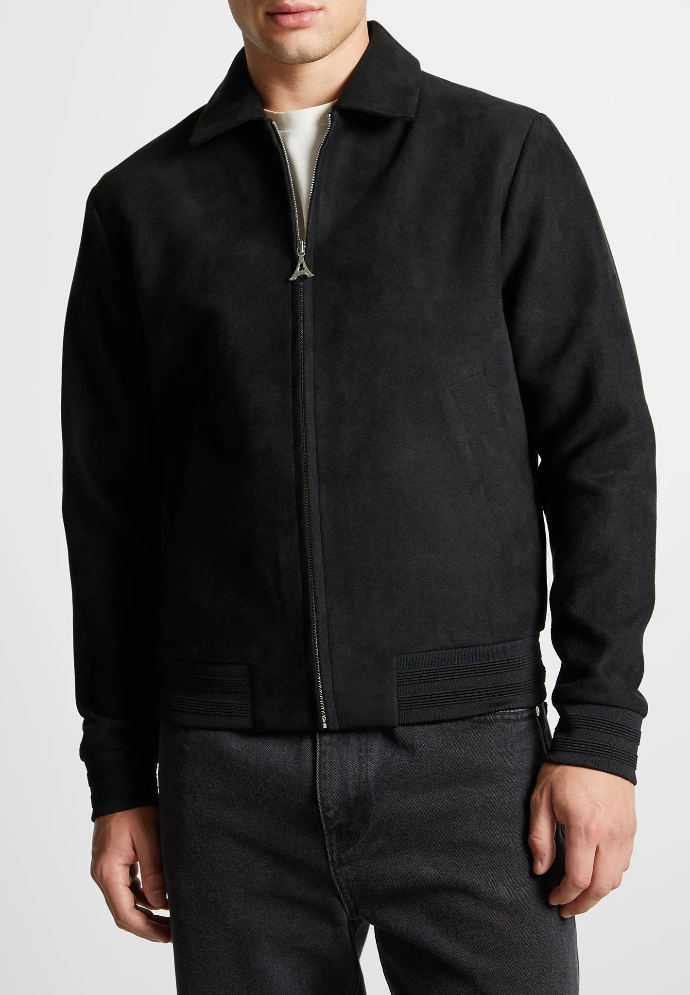 Vegan Suede Bomber Jacket - Black sold by Maniere De Voir product image thumbnail 3