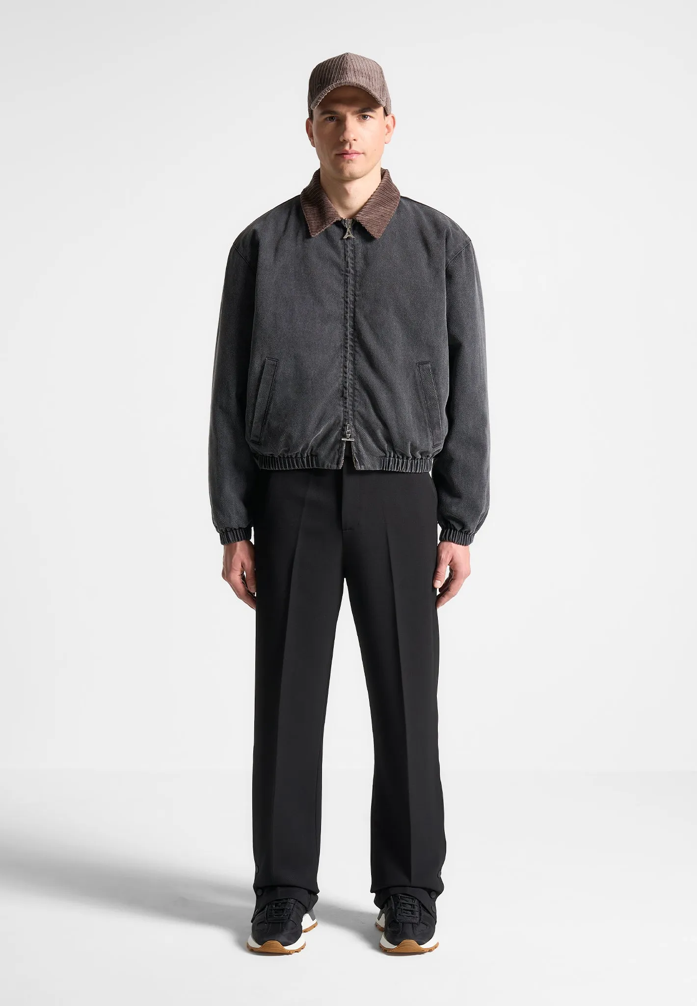 Denim Padded Cropped Bomber Jacket - Washed Grey sold by Maniere De Voir