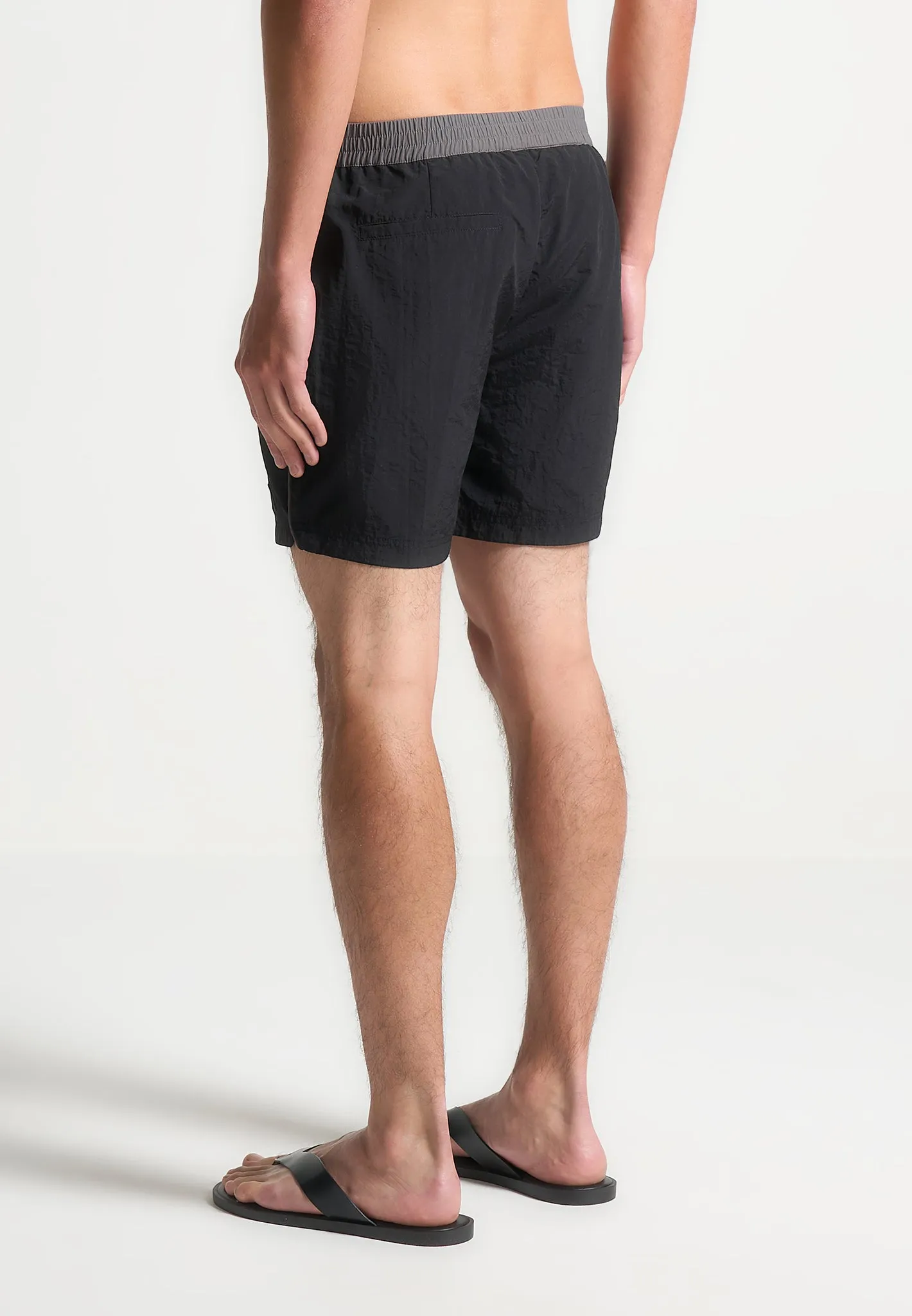 Contrast Waistband Swim Shorts - Black/Grey sold by Maniere De Voir product image thumbnail 4