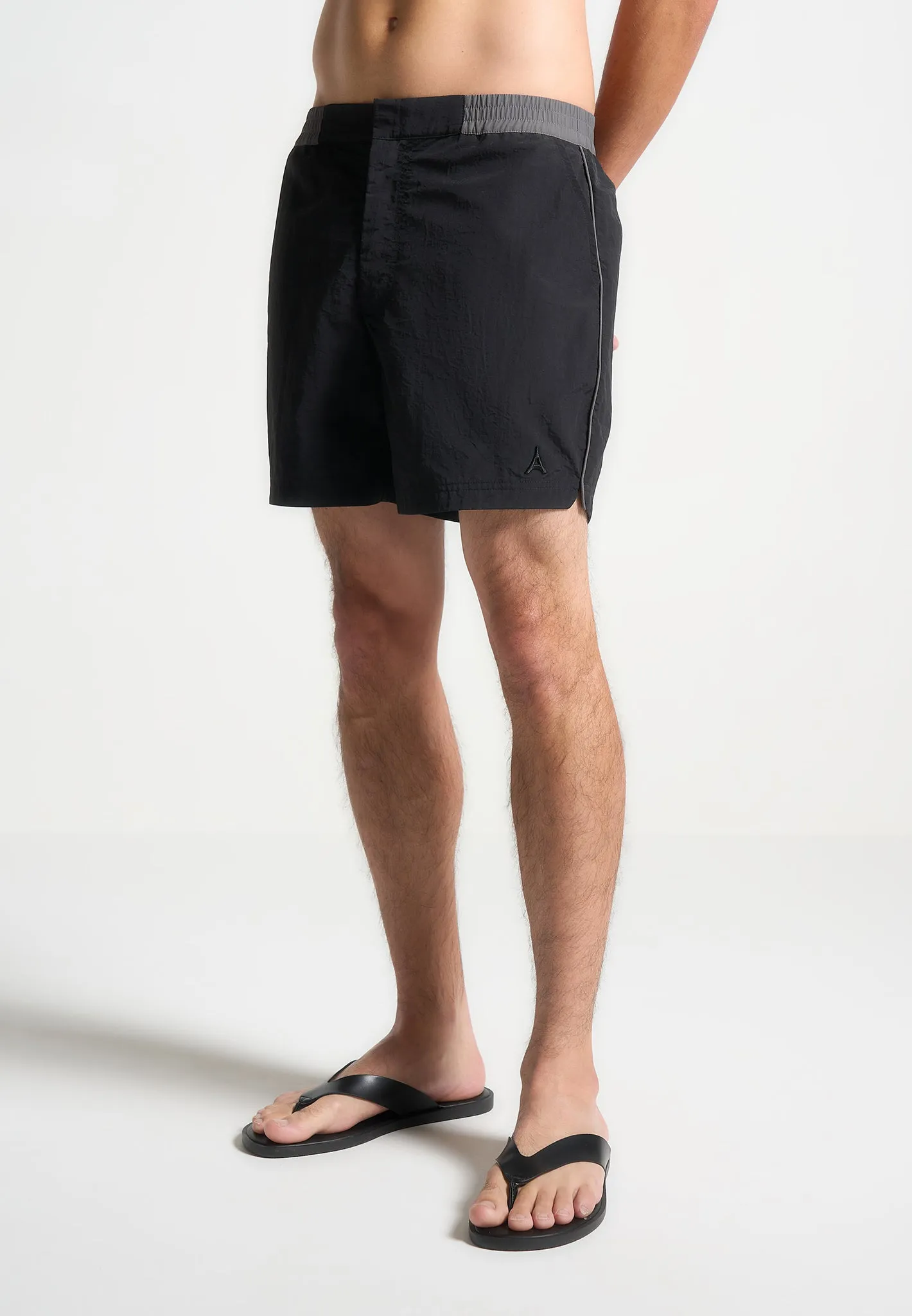 Contrast Waistband Swim Shorts - Black/Grey sold by Maniere De Voir product image thumbnail 5