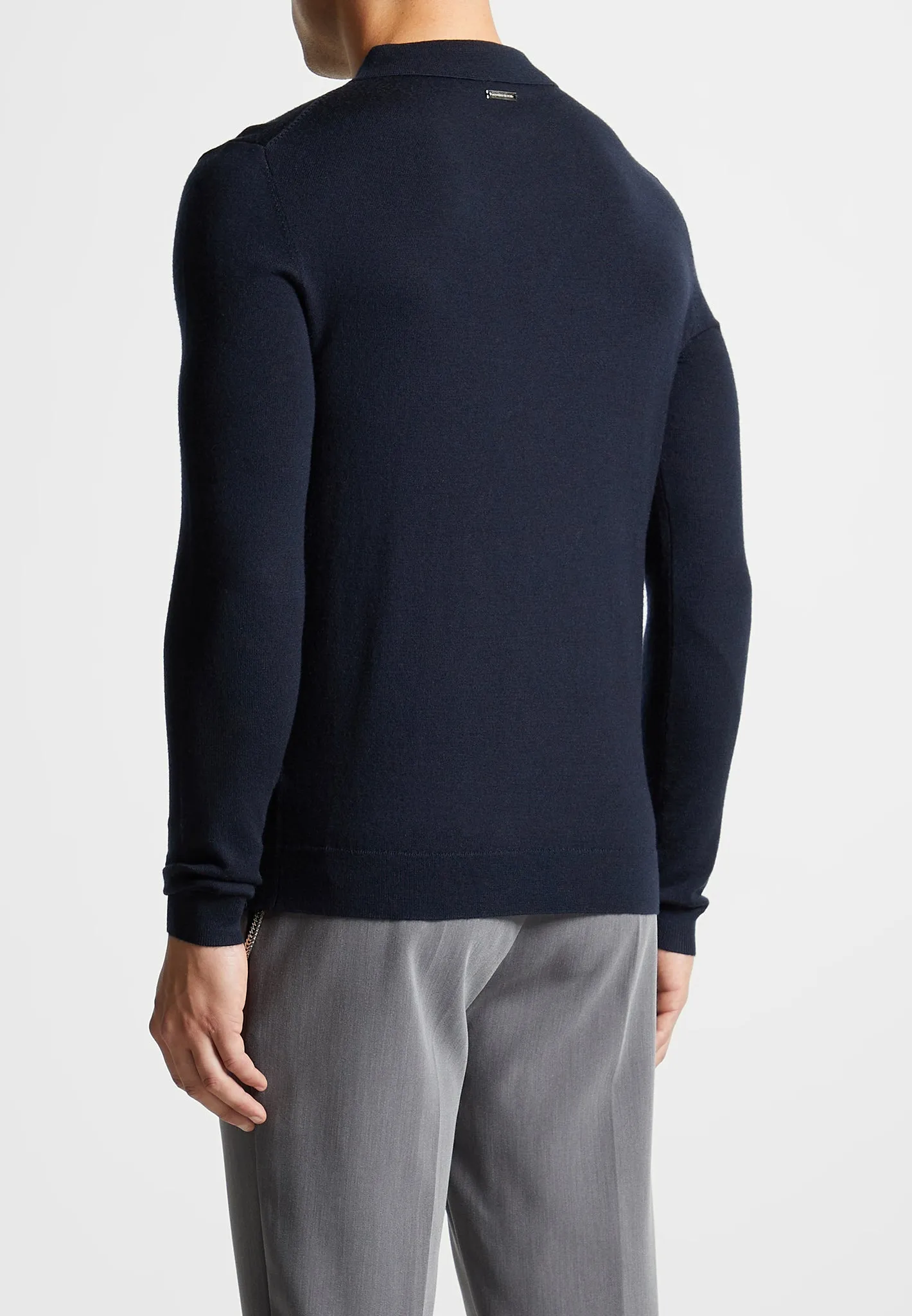 Merino Wool Long Sleeve Polo Top With Zip - Navy sold by Maniere De Voir product image thumbnail 5