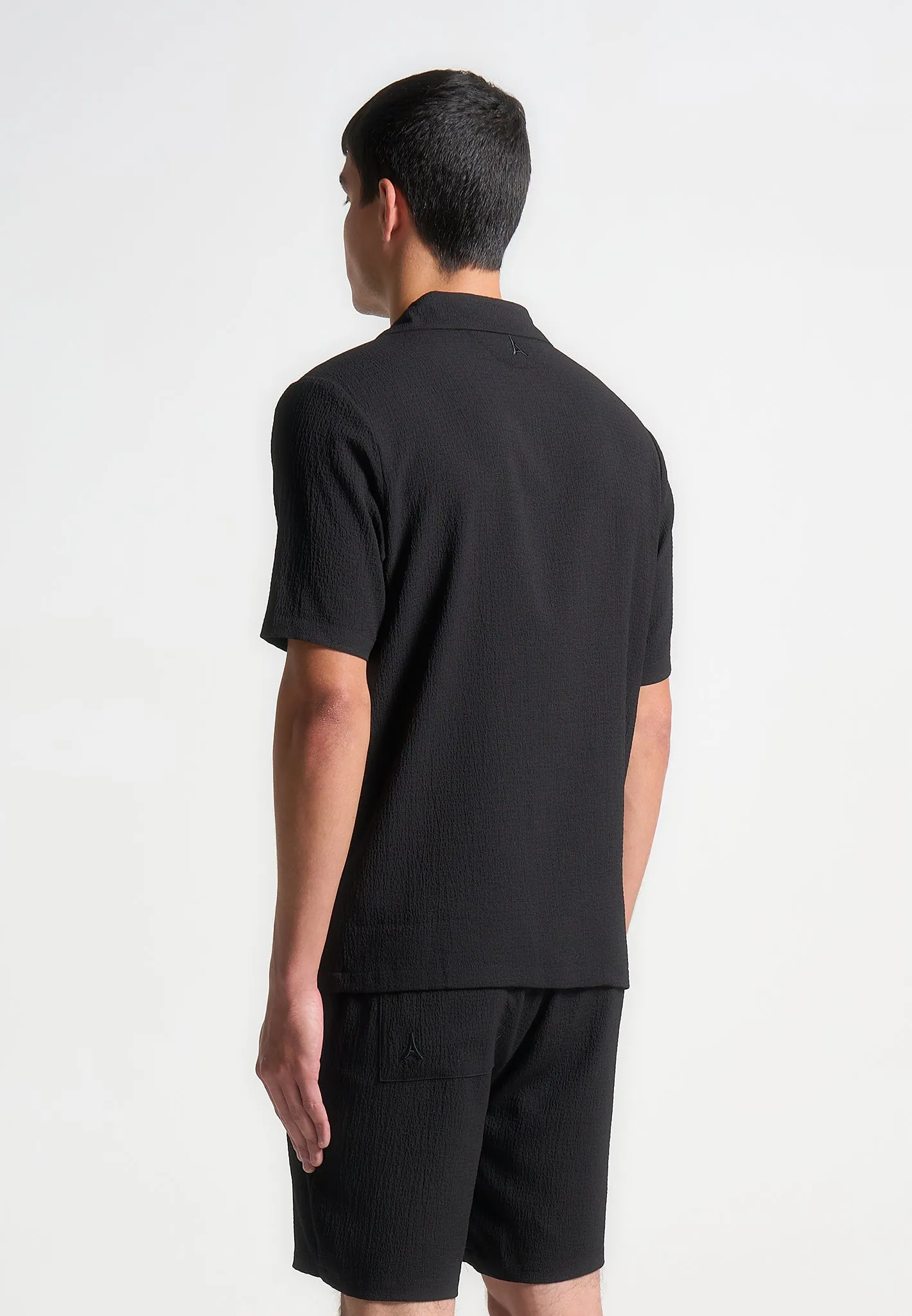 Seersucker Revere Shirt - Black sold by Maniere De Voir product image thumbnail 4