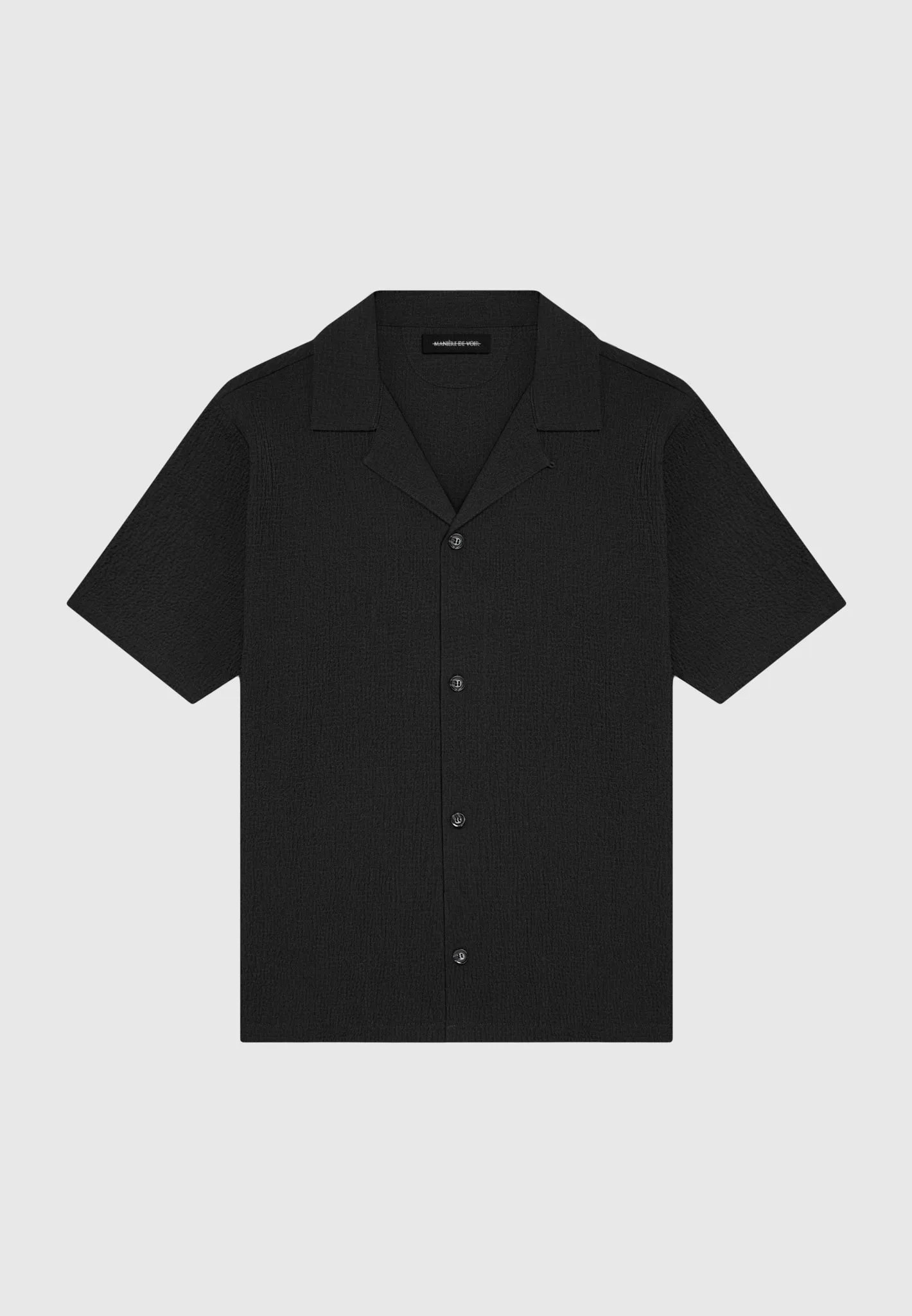 Seersucker Revere Shirt - Black sold by Maniere De Voir product image thumbnail 2