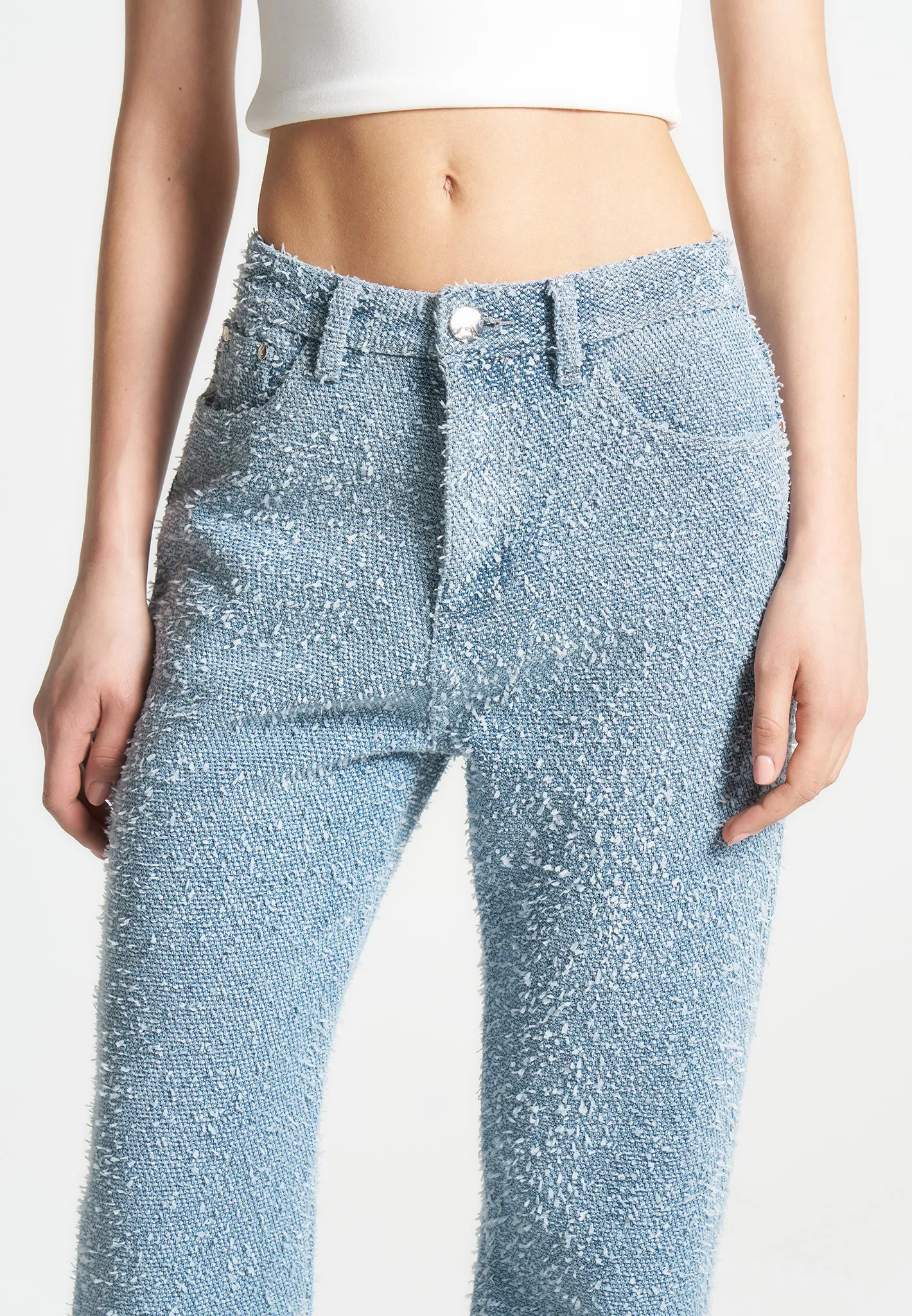 Boucle Denim Boyfriend Jeans - Light Blue sold by Maniere De Voir product image thumbnail 4
