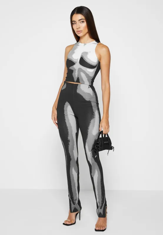 Body Print Racer Top - White/Grey sold by Maniere De Voir