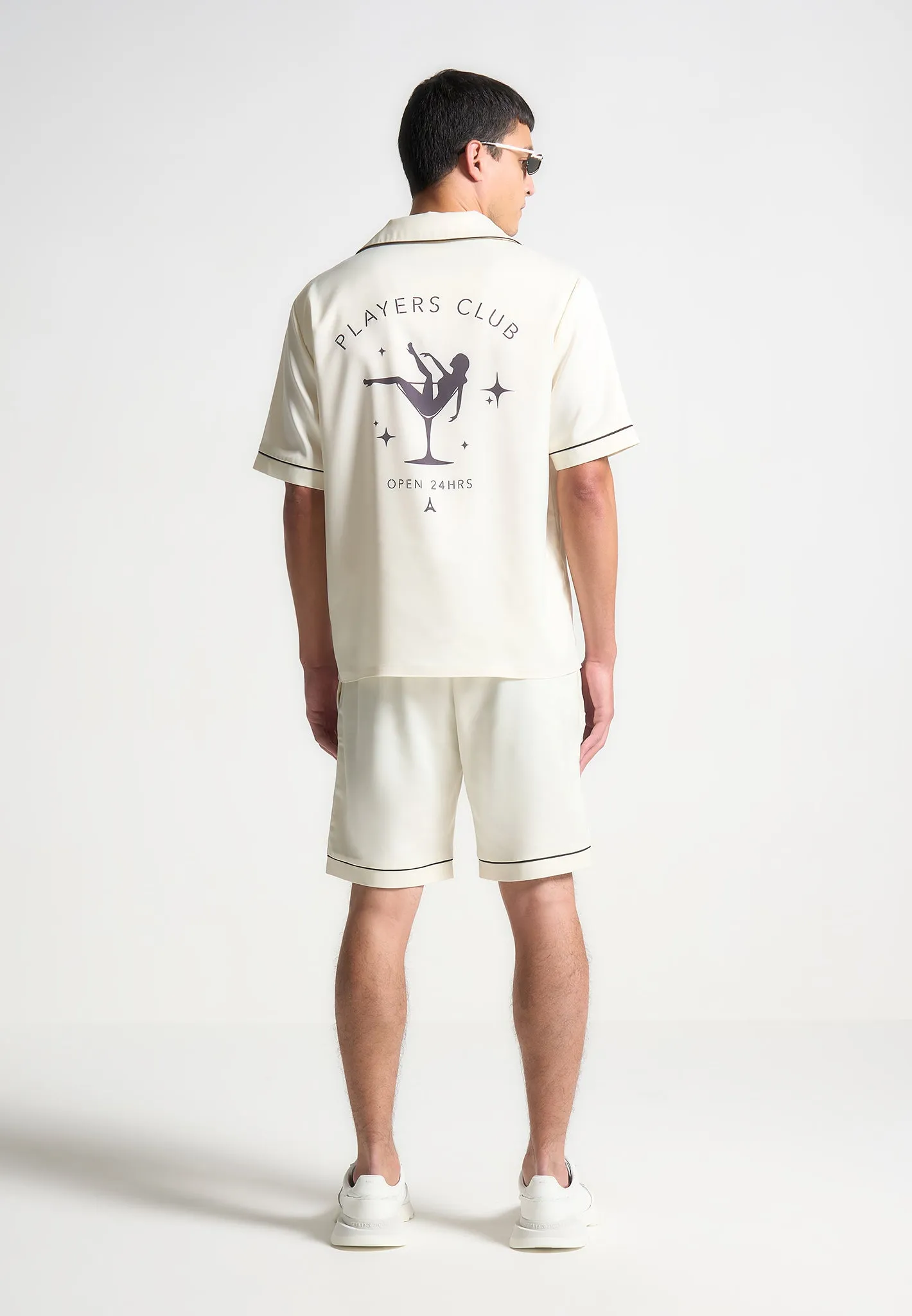 Satin Players Club Revere Shirt - Cream sold by Maniere De Voir product image thumbnail 3