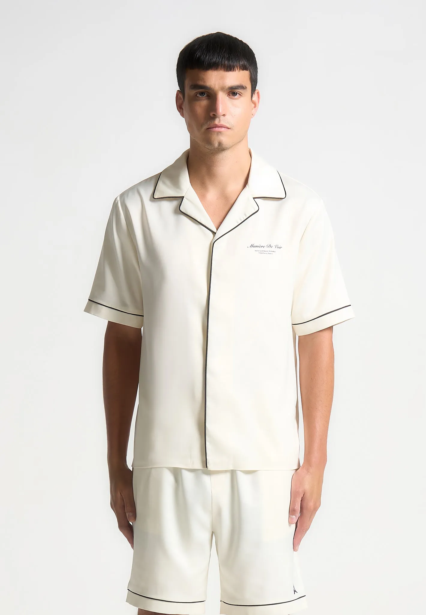 Satin Players Club Revere Shirt - Cream sold by Maniere De Voir product image thumbnail 4
