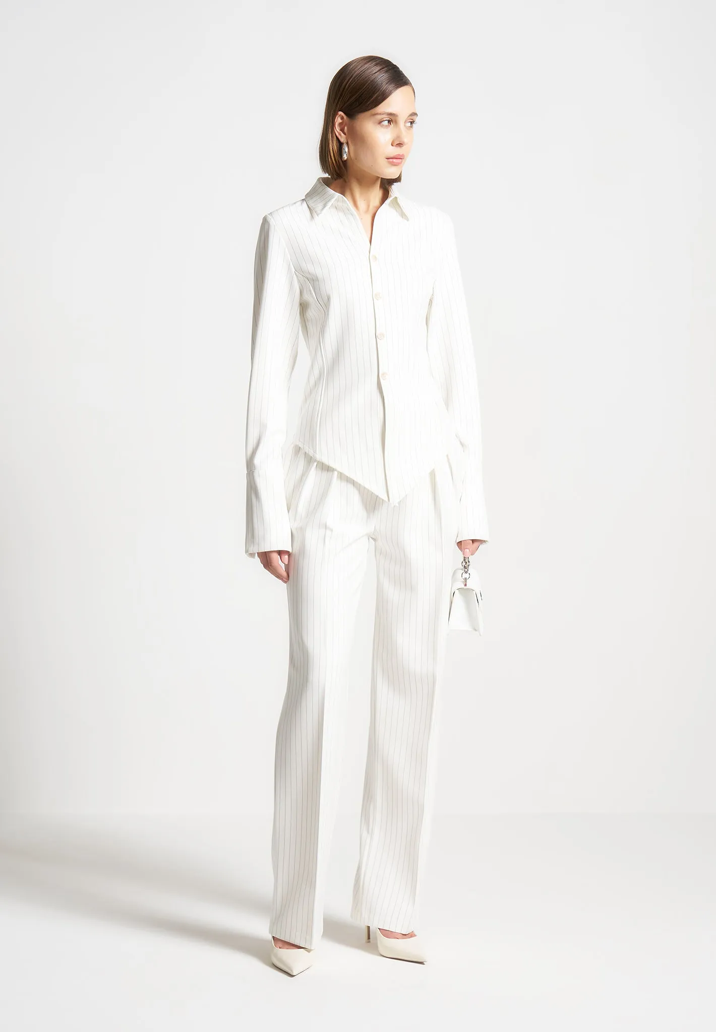 Sonia - Pinstripe Angled Shirt - White sold by Maniere De Voir product image thumbnail 2