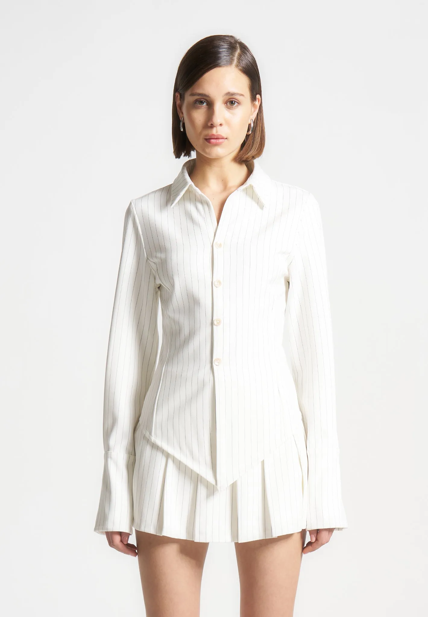 Sonia - Pinstripe Angled Shirt - White sold by Maniere De Voir