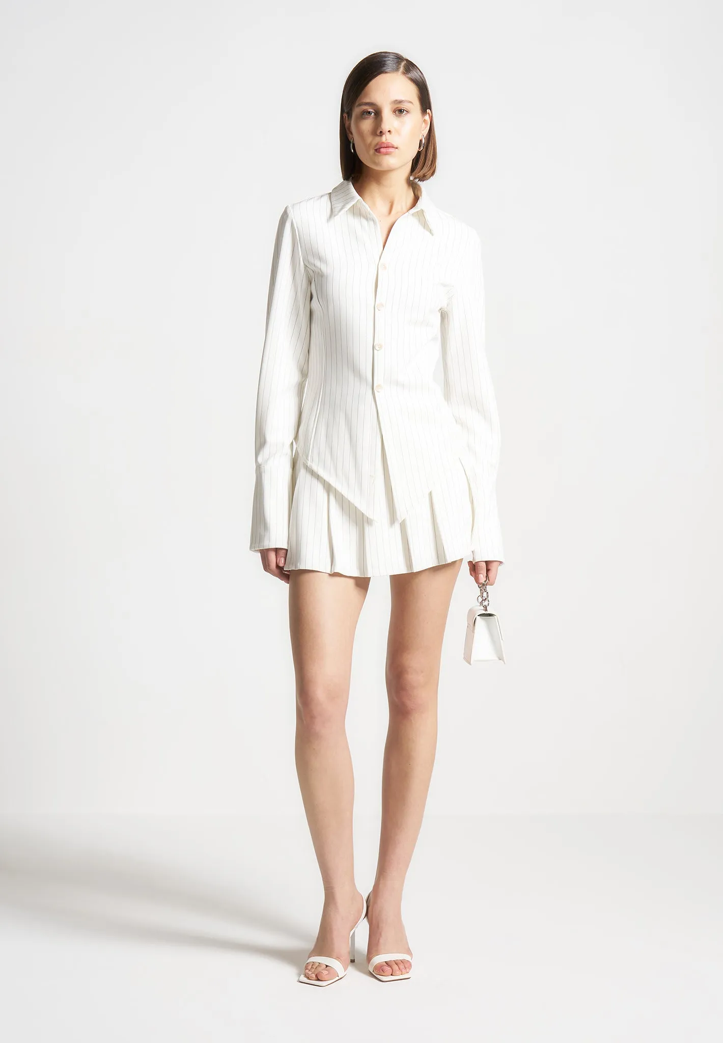 Sonia - Pinstripe Angled Shirt - White sold by Maniere De Voir product image thumbnail 3