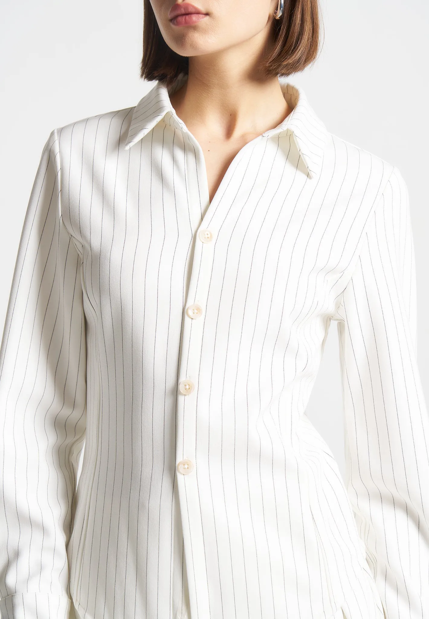 Sonia - Pinstripe Angled Shirt - White sold by Maniere De Voir product image thumbnail 5