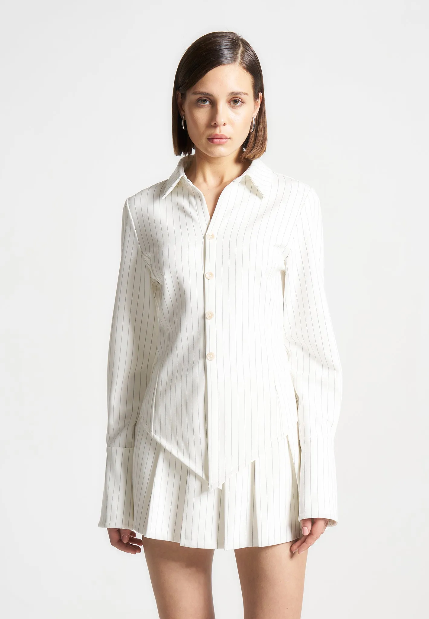 Sonia - Pinstripe Angled Shirt - White sold by Maniere De Voir product image thumbnail 4