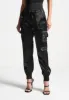 High Waisted Satin Cargo Trousers - Black sold by Maniere De Voir
