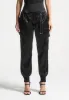 High Waisted Satin Cargo Trousers - Black sold by Maniere De Voir