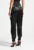 High Waisted Satin Cargo Trousers - Black sold by Maniere De Voir