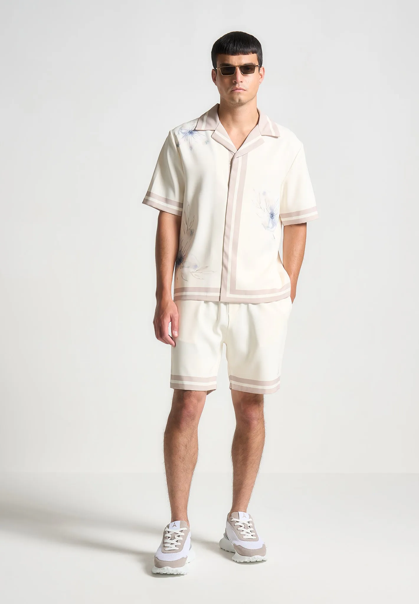 Floral Border Shorts - Cream sold by Maniere De Voir
