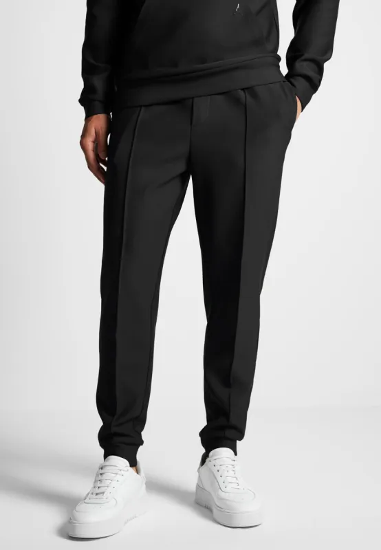 Neoprene Tapered Fit Pintuck Joggers - Black sold by Maniere De Voir