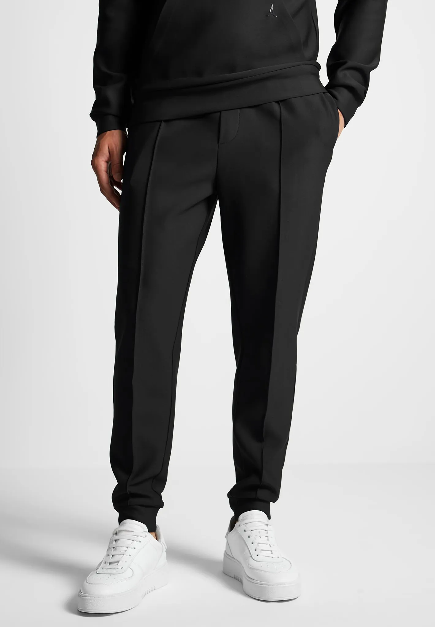 Neoprene Tapered Fit Pintuck Joggers - Black sold by Maniere De Voir