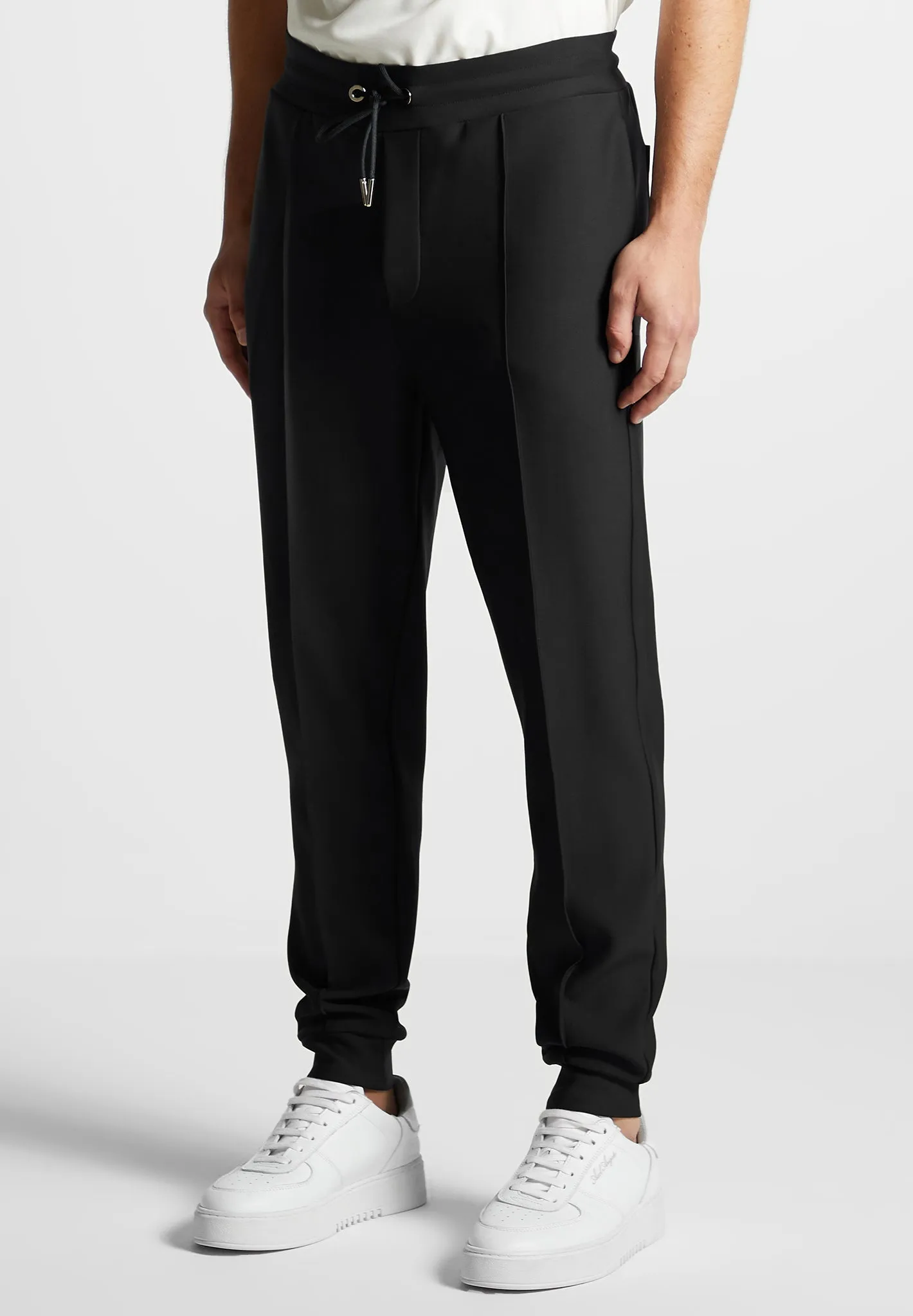 Neoprene Tapered Fit Pintuck Joggers - Black sold by Maniere De Voir product image thumbnail 5
