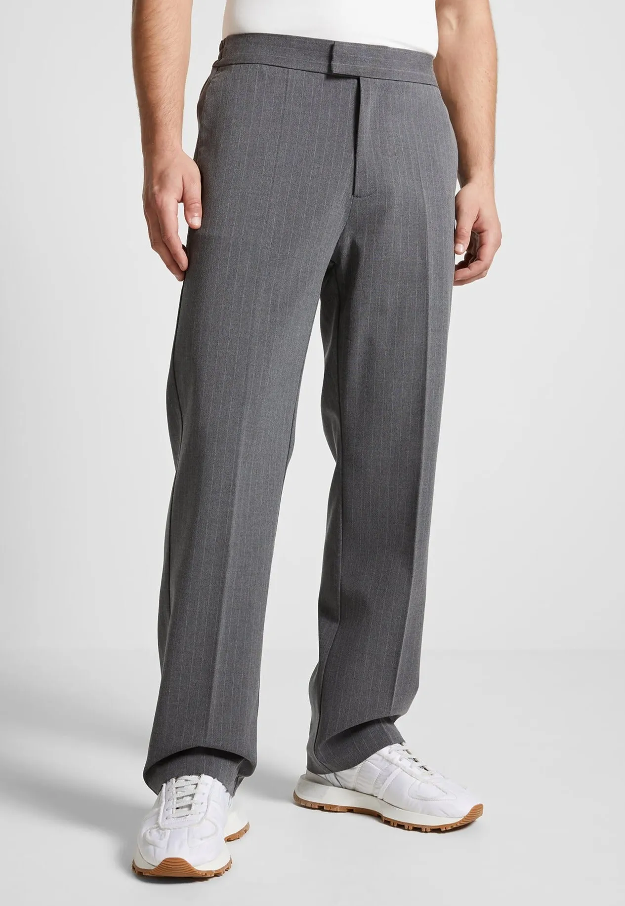 Pinstripe Tailored Trousers - Grey sold by Maniere De Voir