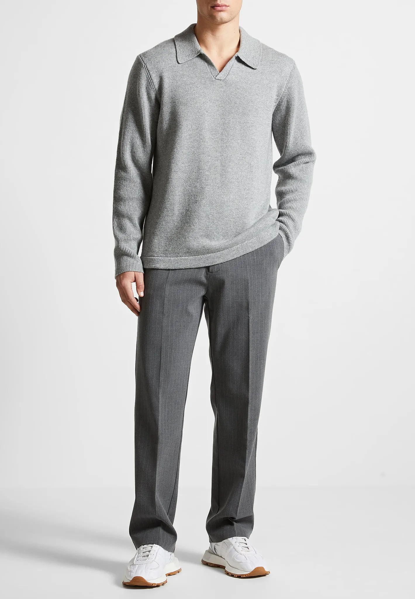 Pinstripe Tailored Trousers - Grey sold by Maniere De Voir product image thumbnail 3
