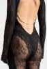 Lace Backless Footsie Jumpsuit with Pearl Detail - Black sold by Maniere De Voir