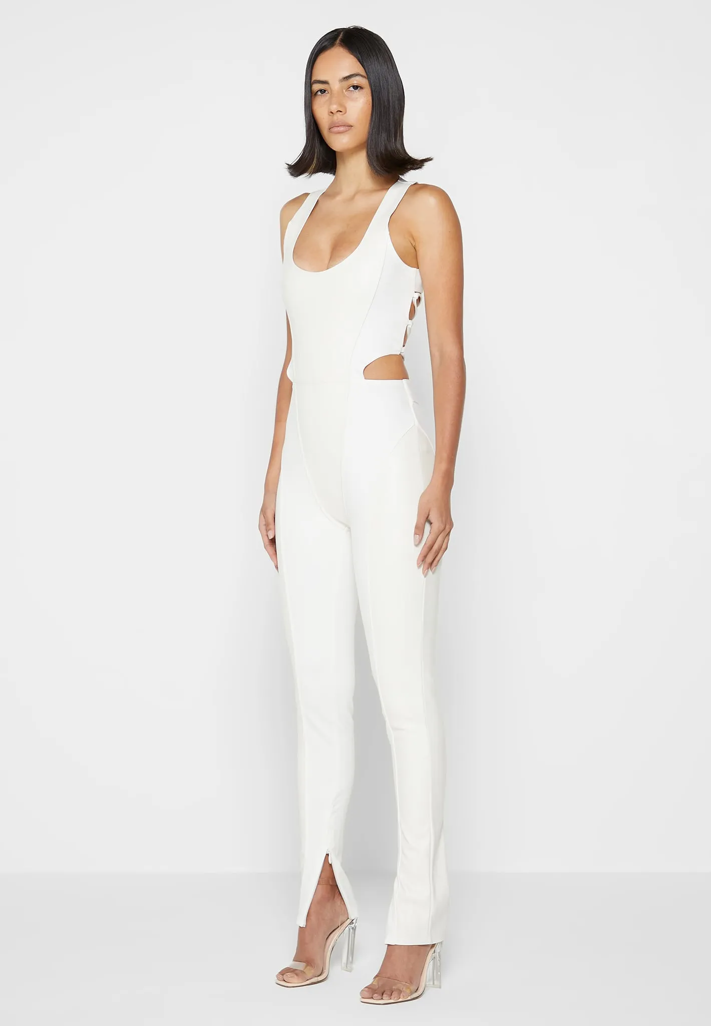 Leather Corset Lace Up Jumpsuit - Off White sold by Maniere De Voir product image thumbnail 4