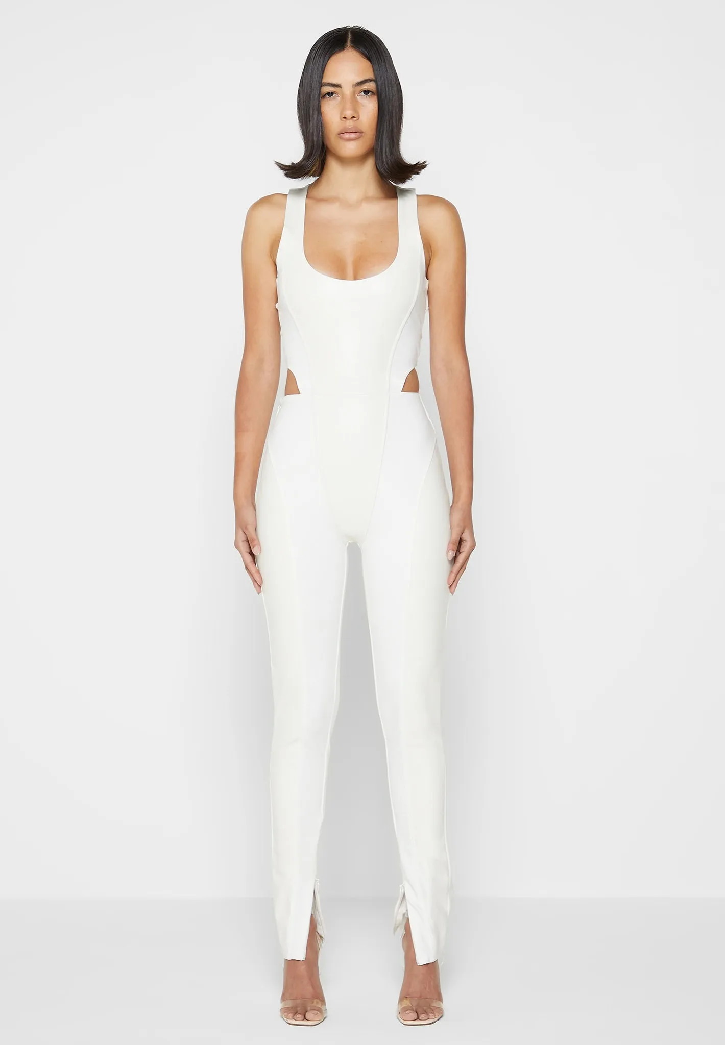 Leather Corset Lace Up Jumpsuit - Off White sold by Maniere De Voir