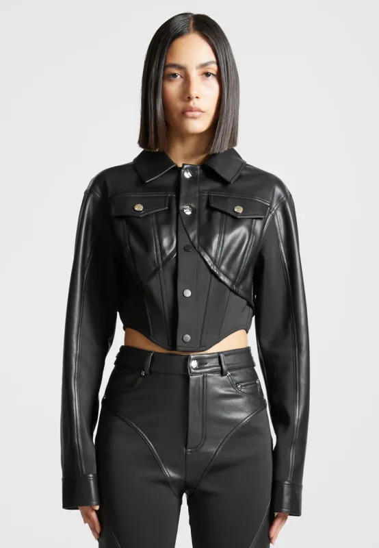 Leather Contour Jacket - Black made by Maniere De Voir