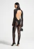 Lace Backless Footsie Jumpsuit with Pearl Detail - Black sold by Maniere De Voir
