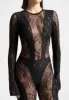 Lace Backless Footsie Jumpsuit with Pearl Detail - Black sold by Maniere De Voir