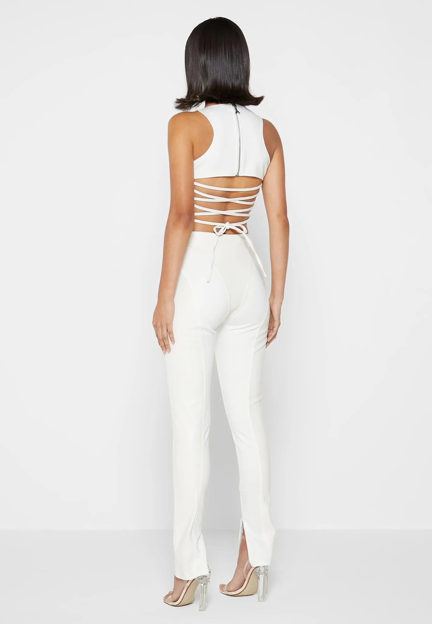 Leather Corset Lace Up Jumpsuit - Off White sold by Maniere De Voir product image thumbnail 5