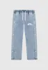 Denim Popper Cargo Pants - Stonewash Blue sold by Maniere De Voir
