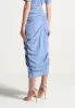 Asymmetric Drape Midaxi Skirt - Blue sold by Maniere De Voir