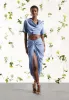 Asymmetric Drape Midaxi Skirt - Blue sold by Maniere De Voir