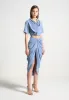 Asymmetric Drape Midaxi Skirt - Blue sold by Maniere De Voir
