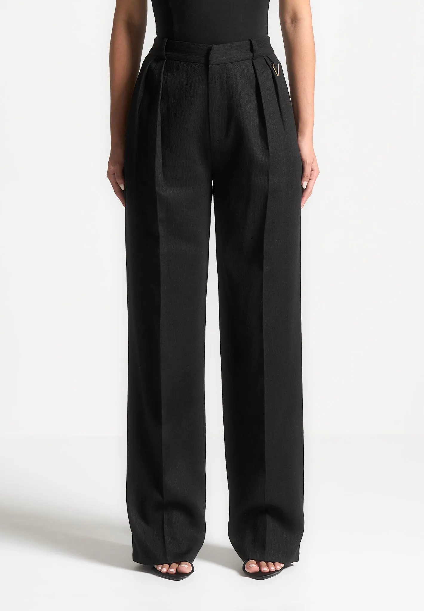 Julie - Linen Twin Pleat Trousers - Black sold by Maniere De Voir product image thumbnail 4