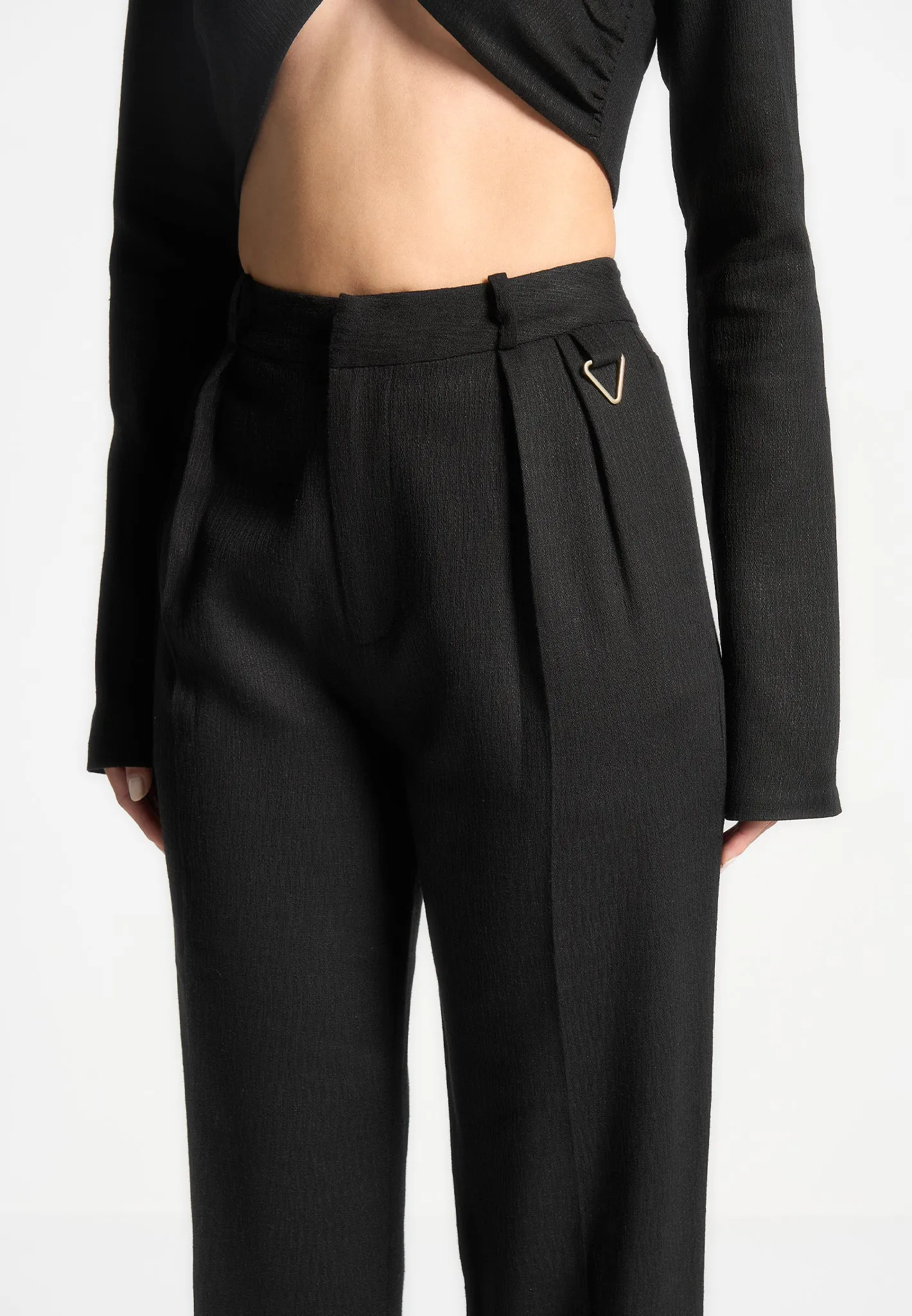 Julie - Linen Twin Pleat Trousers - Black sold by Maniere De Voir product image thumbnail 2