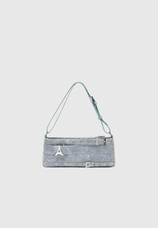 Denim Effect Eiffel Belt Bag - Blue sold by Maniere De Voir