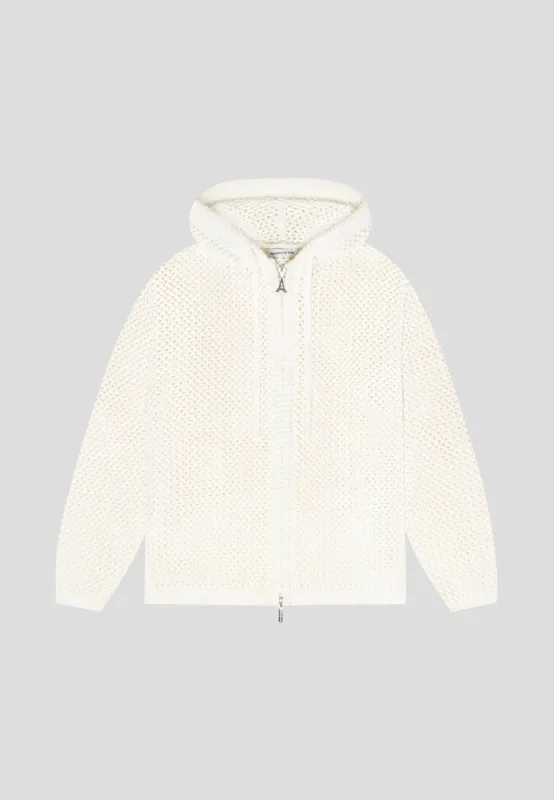 Crochet Knitted Hoodie - Cream sold by Maniere De Voir
