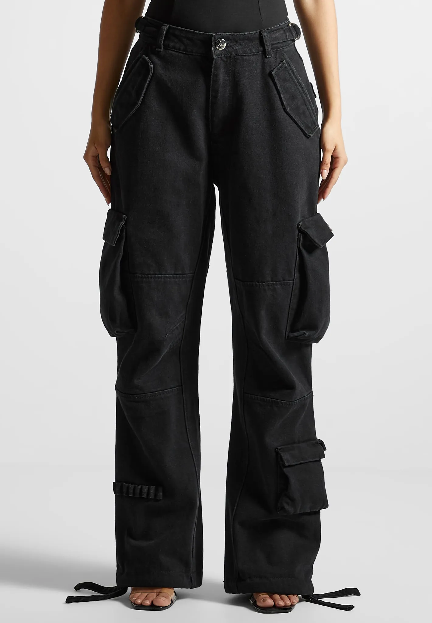 Mid Rise Cargo Pants - Black sold by Maniere De Voir product image thumbnail 4