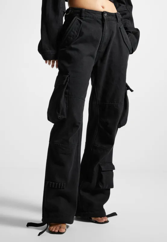 Mid Rise Cargo Pants - Black sold by Maniere De Voir