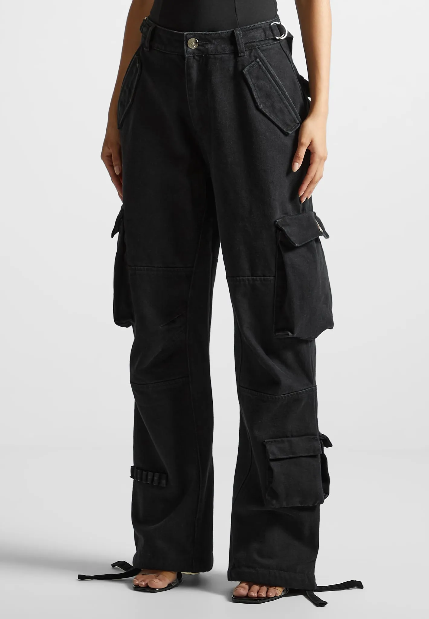 Mid Rise Cargo Pants - Black sold by Maniere De Voir product image thumbnail 5