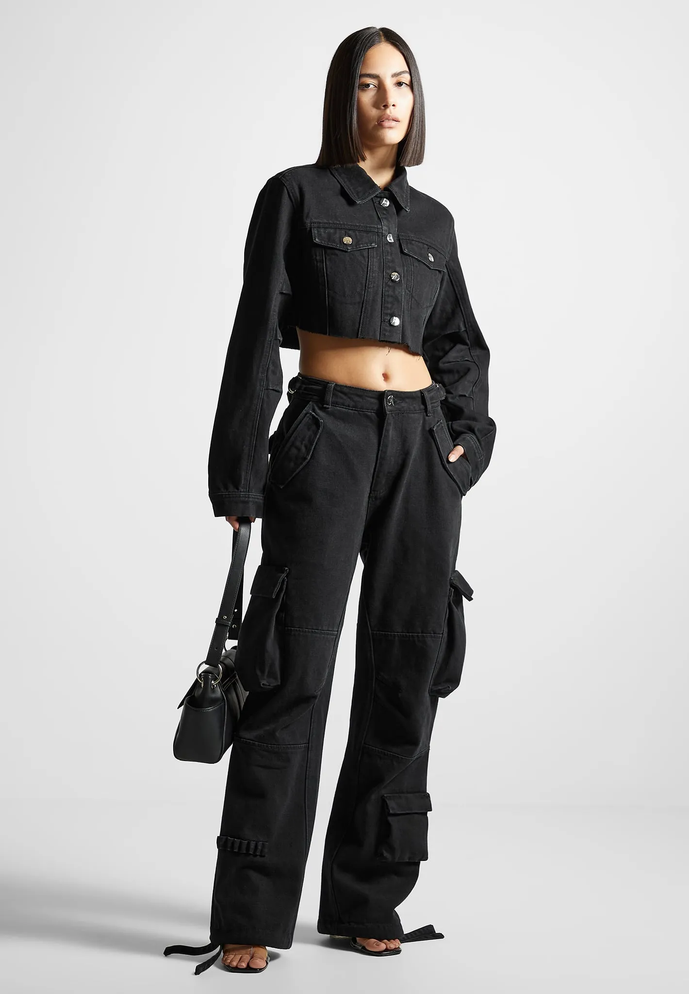 Mid Rise Cargo Pants - Black sold by Maniere De Voir product image thumbnail 3