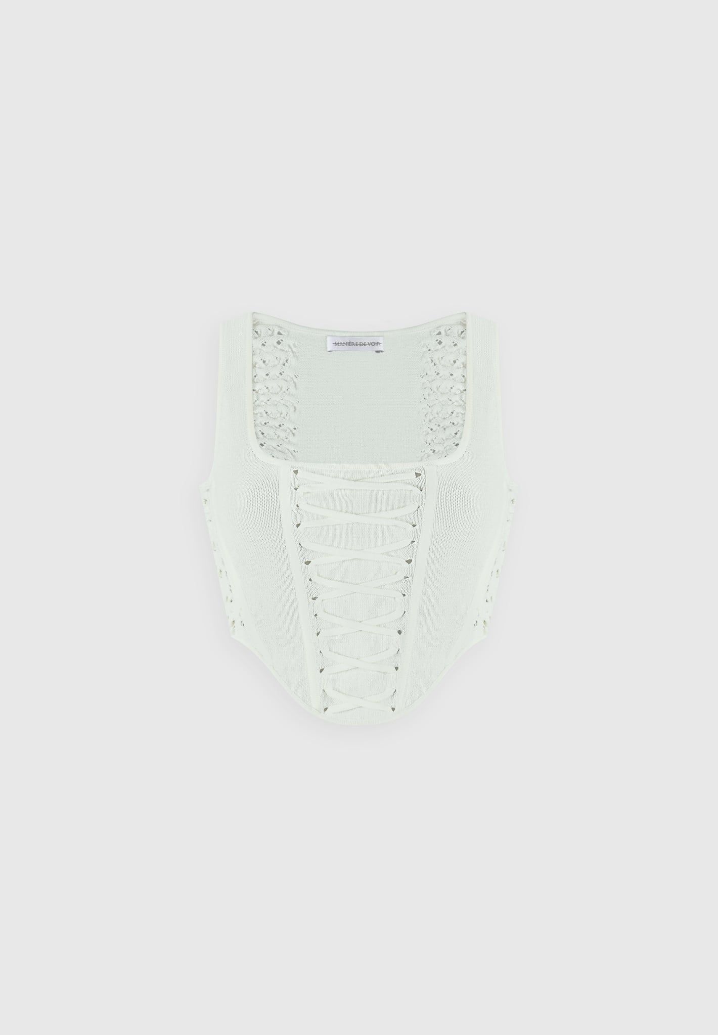 Knitted Lace Up Corset Top - Sage Green sold by Maniere De Voir product image thumbnail 2