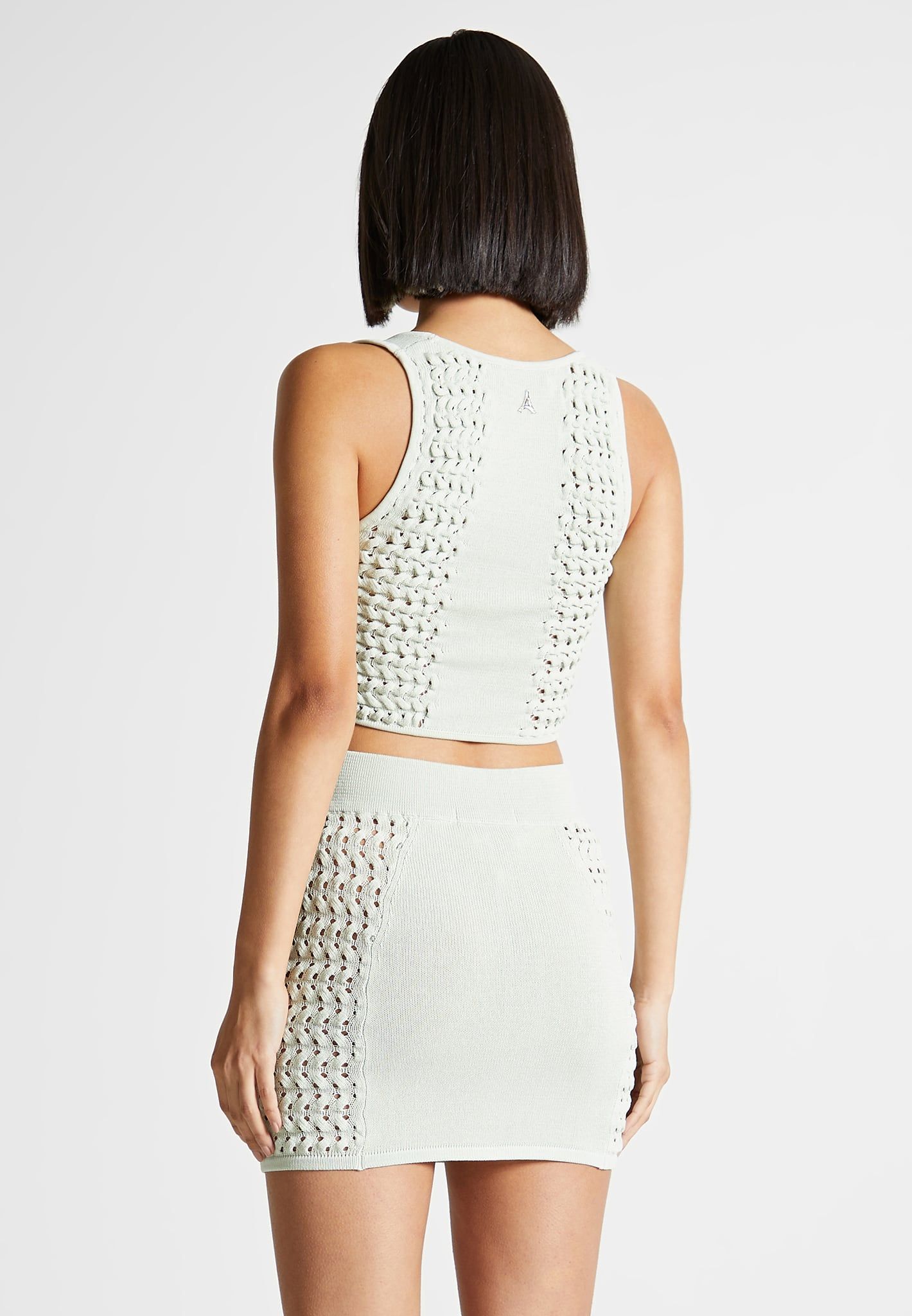 Knitted Lace Up Corset Top - Sage Green sold by Maniere De Voir product image thumbnail 5