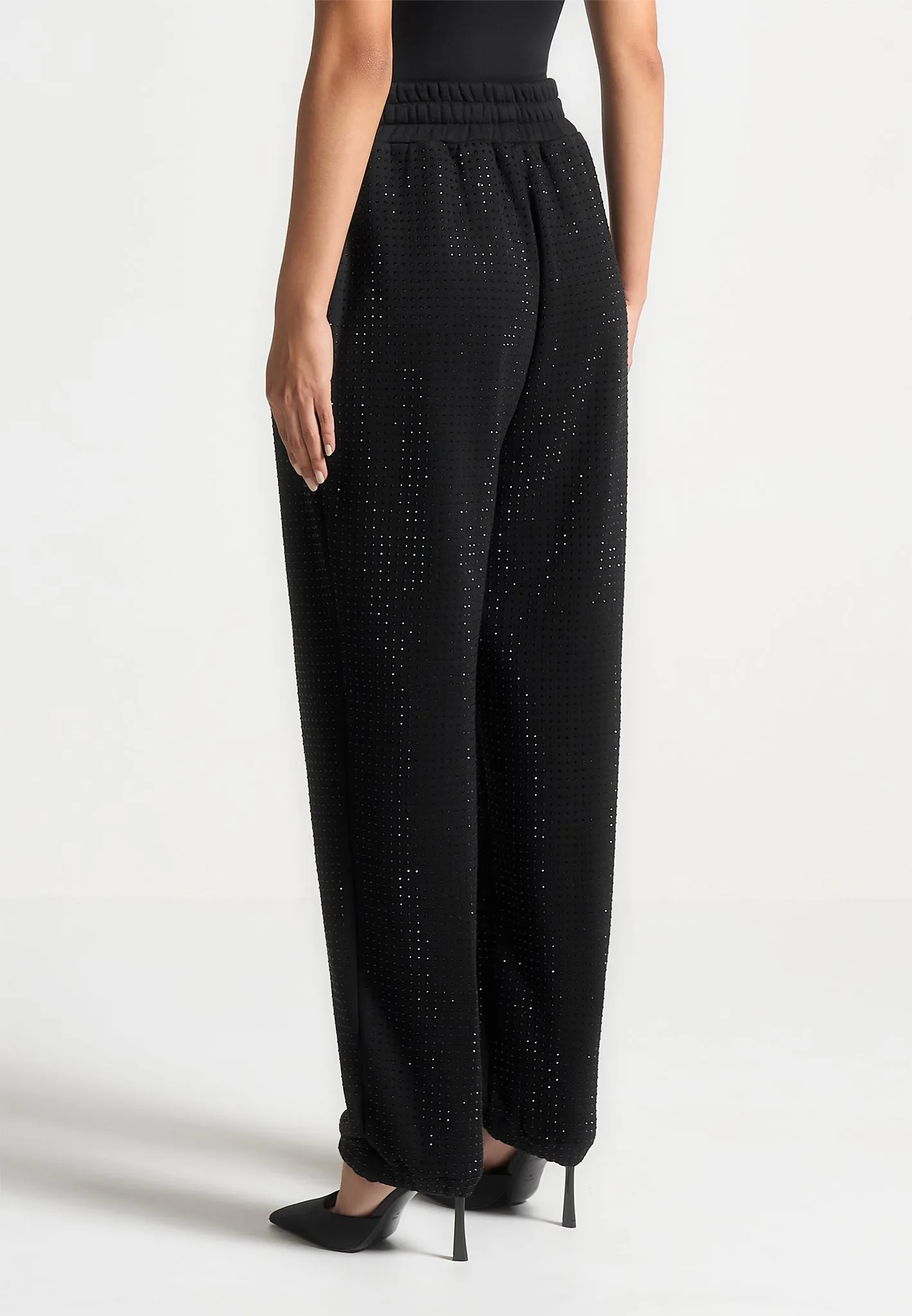 Cuffed Rhinestone Joggers - Black sold by Maniere De Voir product image thumbnail 3