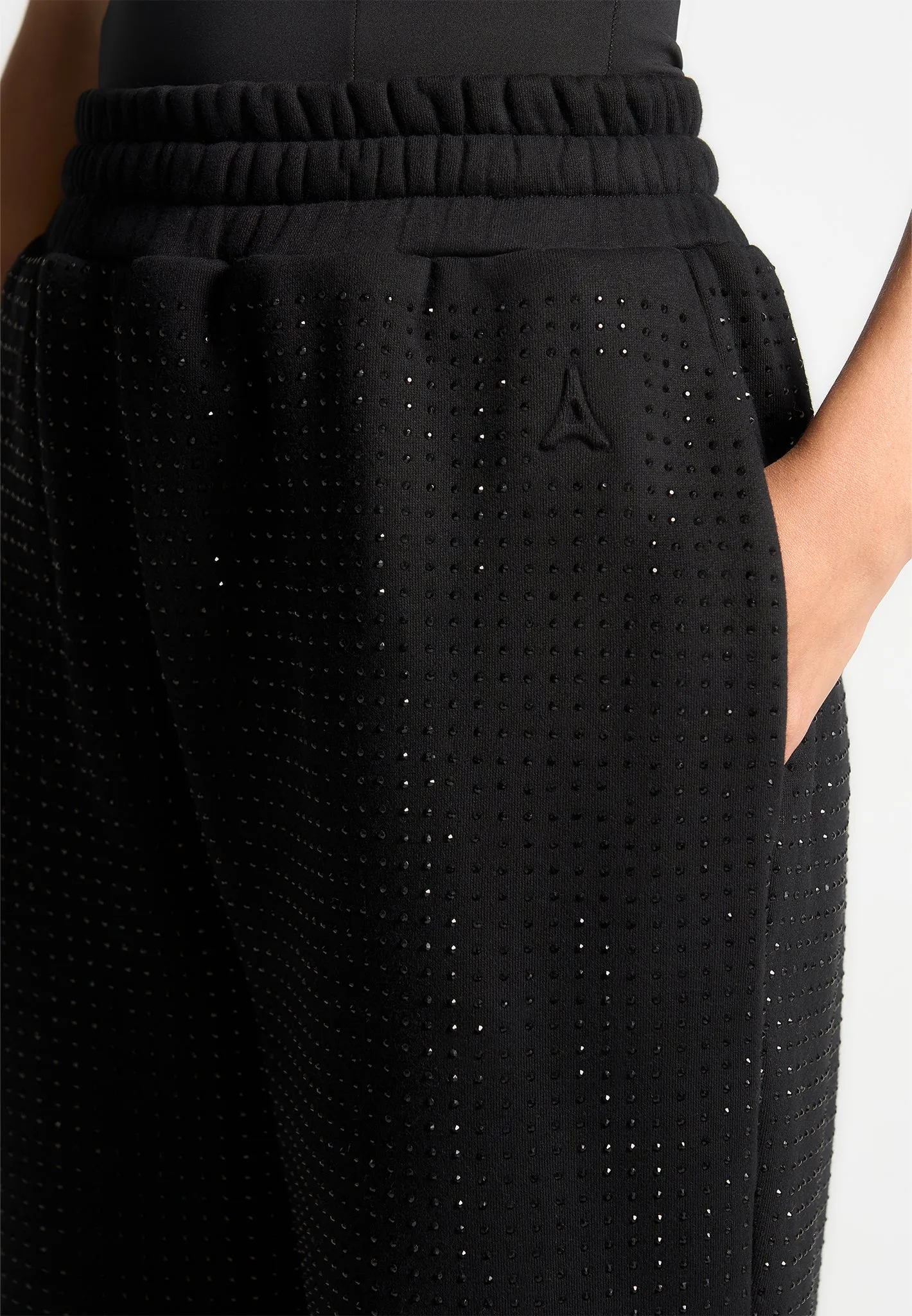 Cuffed Rhinestone Joggers - Black sold by Maniere De Voir product image thumbnail 5