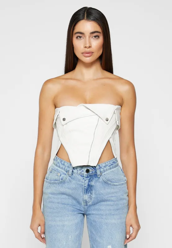 Leather Biker Corset - White sold by Maniere De Voir
