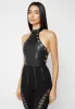 Leather Lace Up Halterneck Bodysuit - Black sold by Maniere De Voir